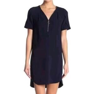 Trina Turk Blue Taliah Zipper Front Crepe Tunic Dress with Gold Zipper Size 12
